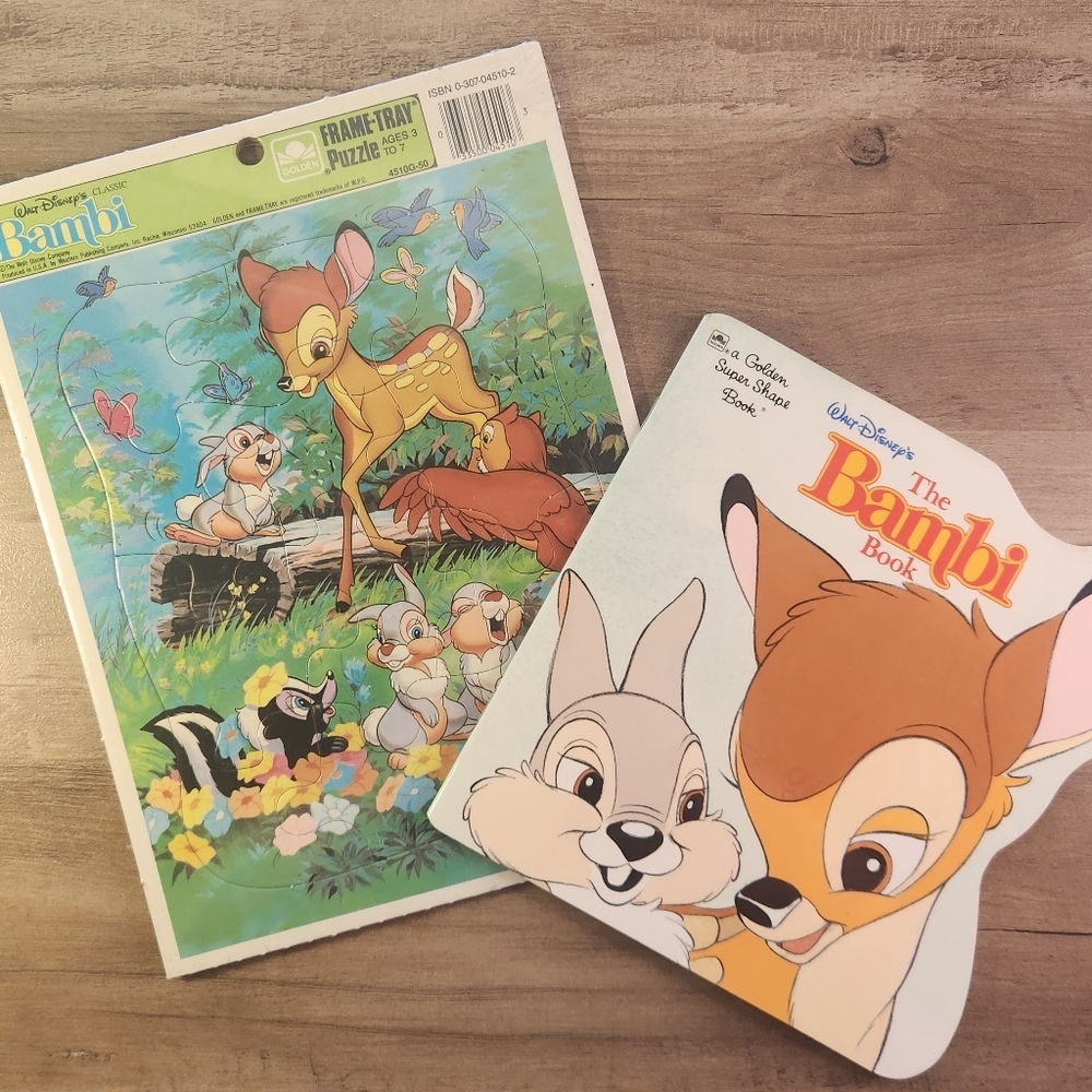 Disney Bambi Book and Puzzle 1987
